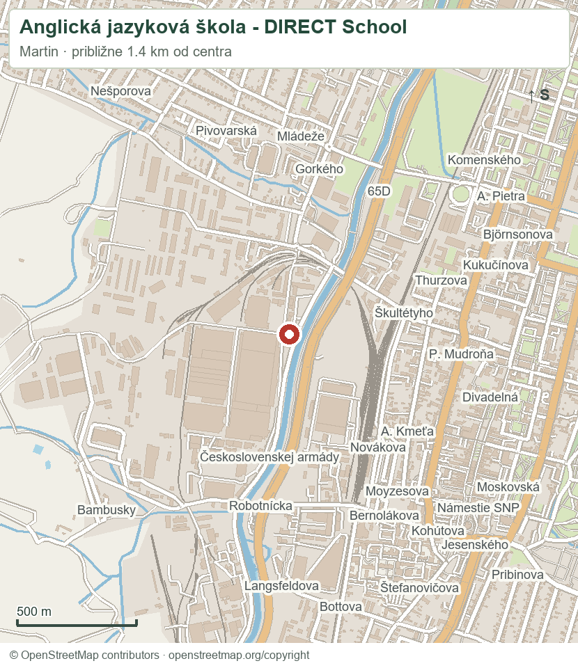 Anglická jazyková škola - DIRECT School – orientačná mapa okolia