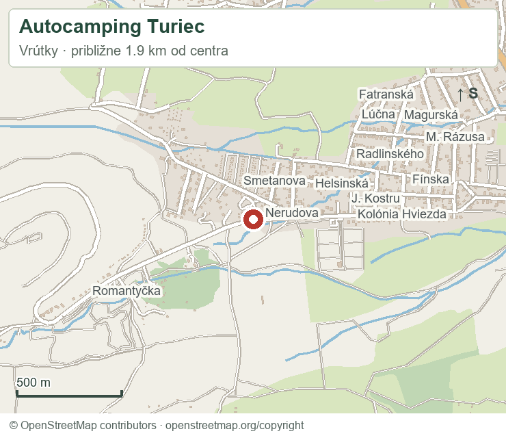 Autocamping Turiec – orientačná mapa okolia
