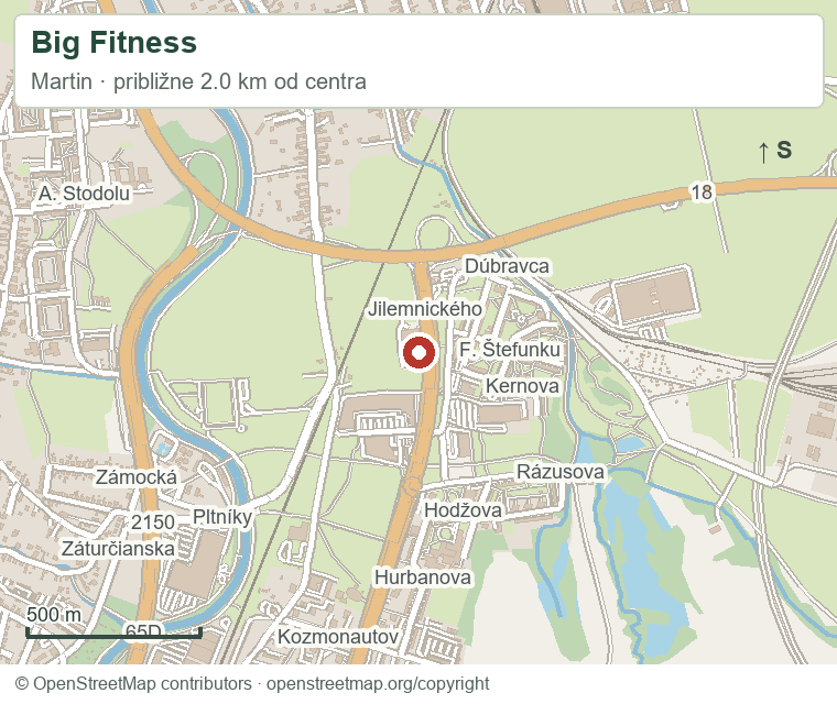 Big Fitness – orientačná mapa okolia