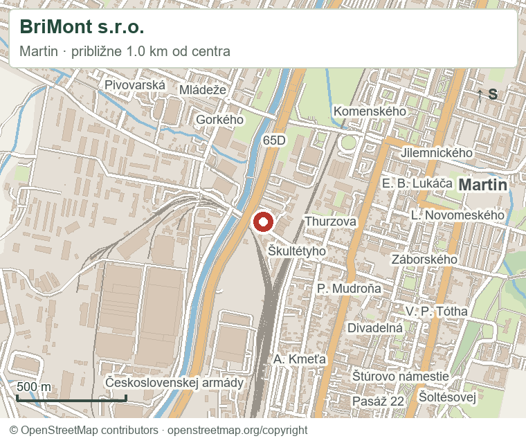 BriMont s.r.o. – orientačná mapa okolia