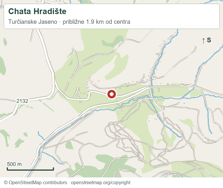 Chata Hradište – orientačná mapa okolia
