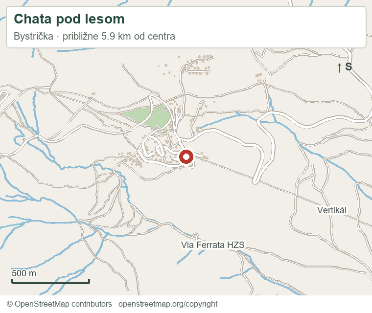 Chata pod lesom – orientačná mapa okolia
