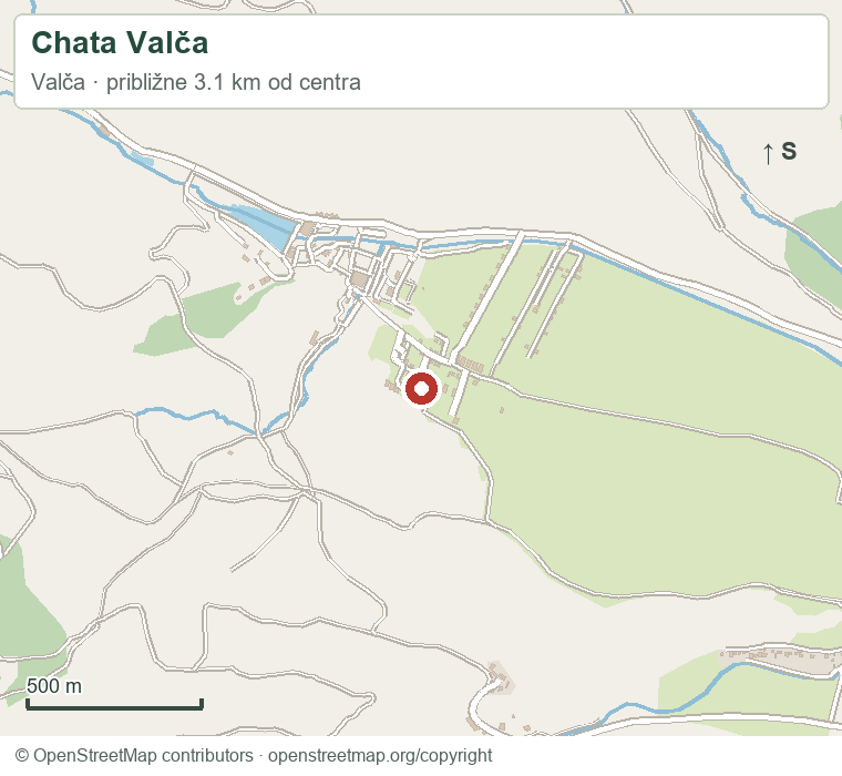 Chata Valča – orientačná mapa okolia