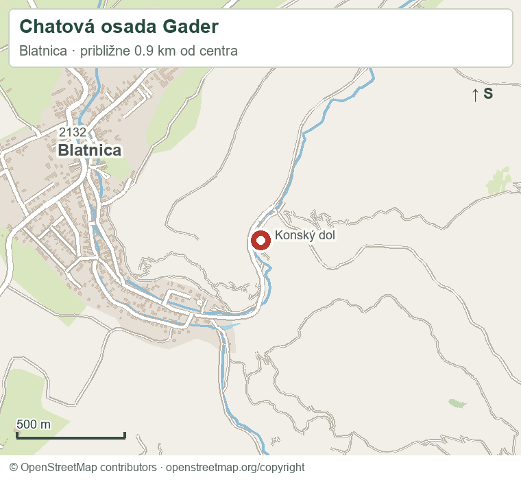 Chatová osada Gader – orientačná mapa okolia