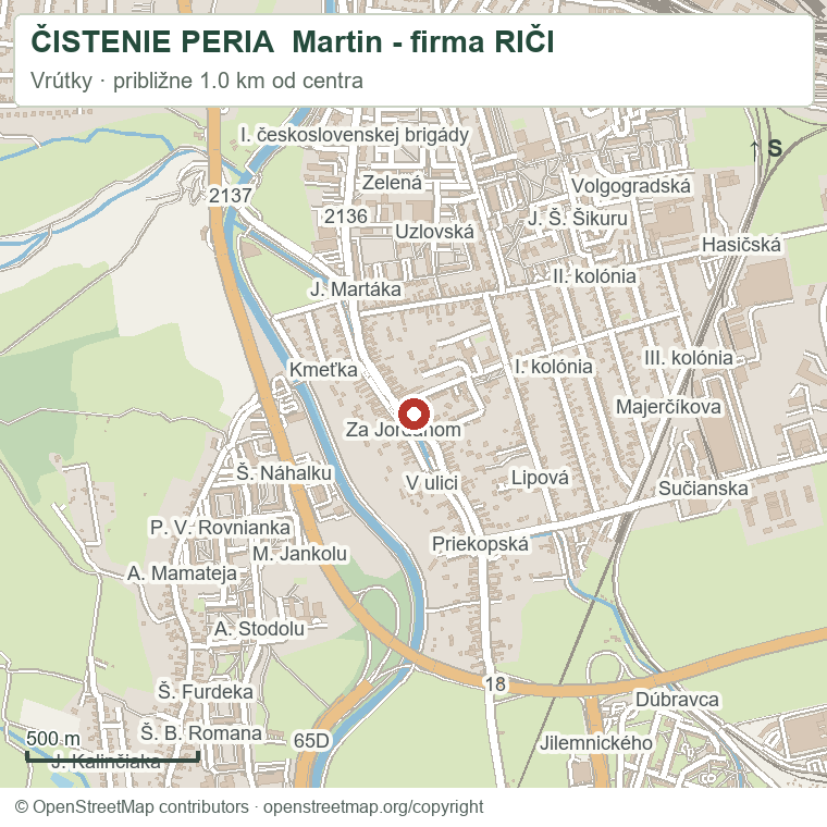 ČISTENIE PERIA  Martin - firma RIČI – orientačná mapa okolia
