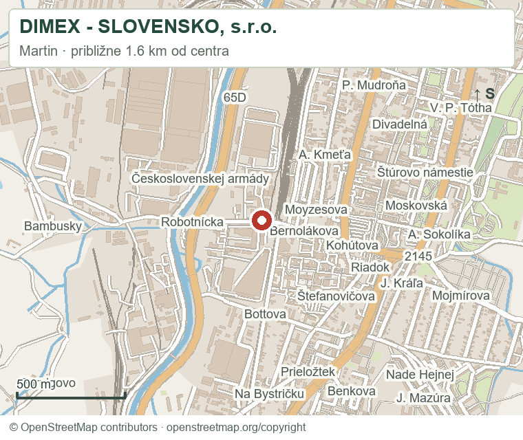 DIMEX - SLOVENSKO, s.r.o. – orientačná mapa okolia
