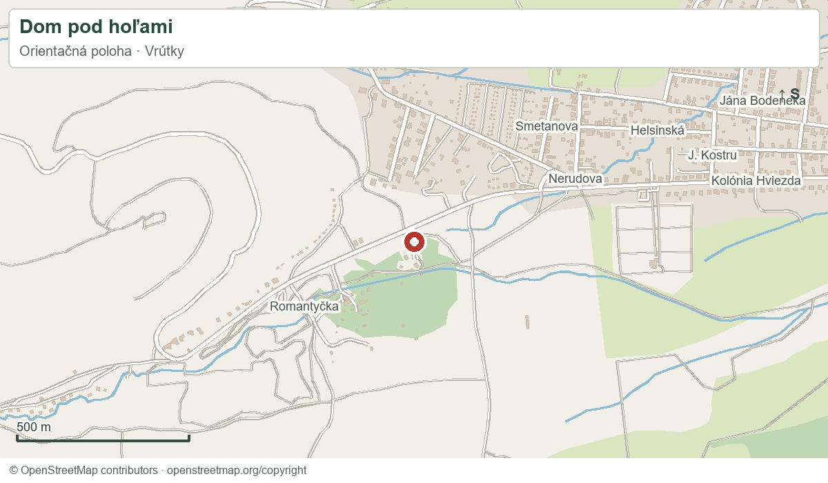 Dom pod hoľami – orientačná mapa okolia
