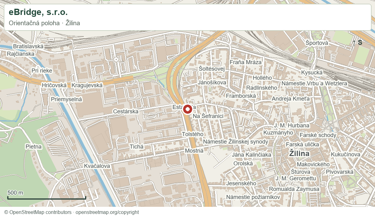 eBridge, s.r.o. – orientačná mapa okolia
