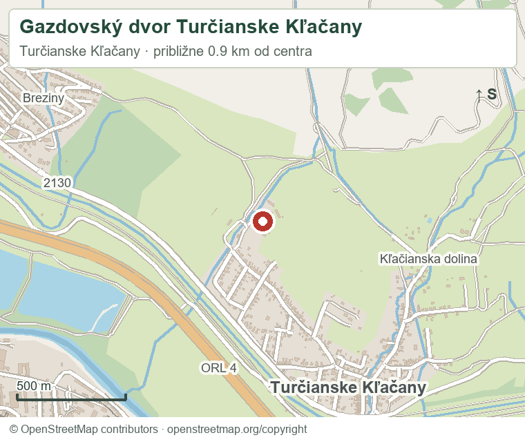 Gazdovský dvor Turčianske Kľačany – orientačná mapa okolia