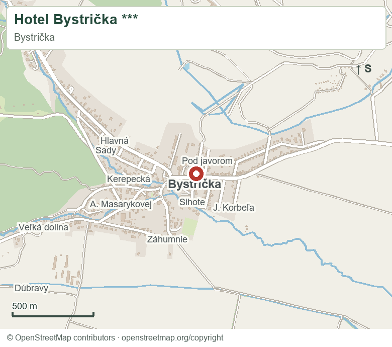 Hotel Bystrička *** – orientačná mapa okolia