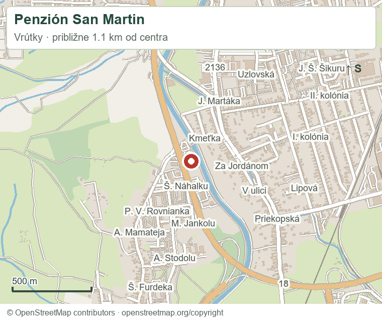Penzión San Martin – orientačná mapa okolia