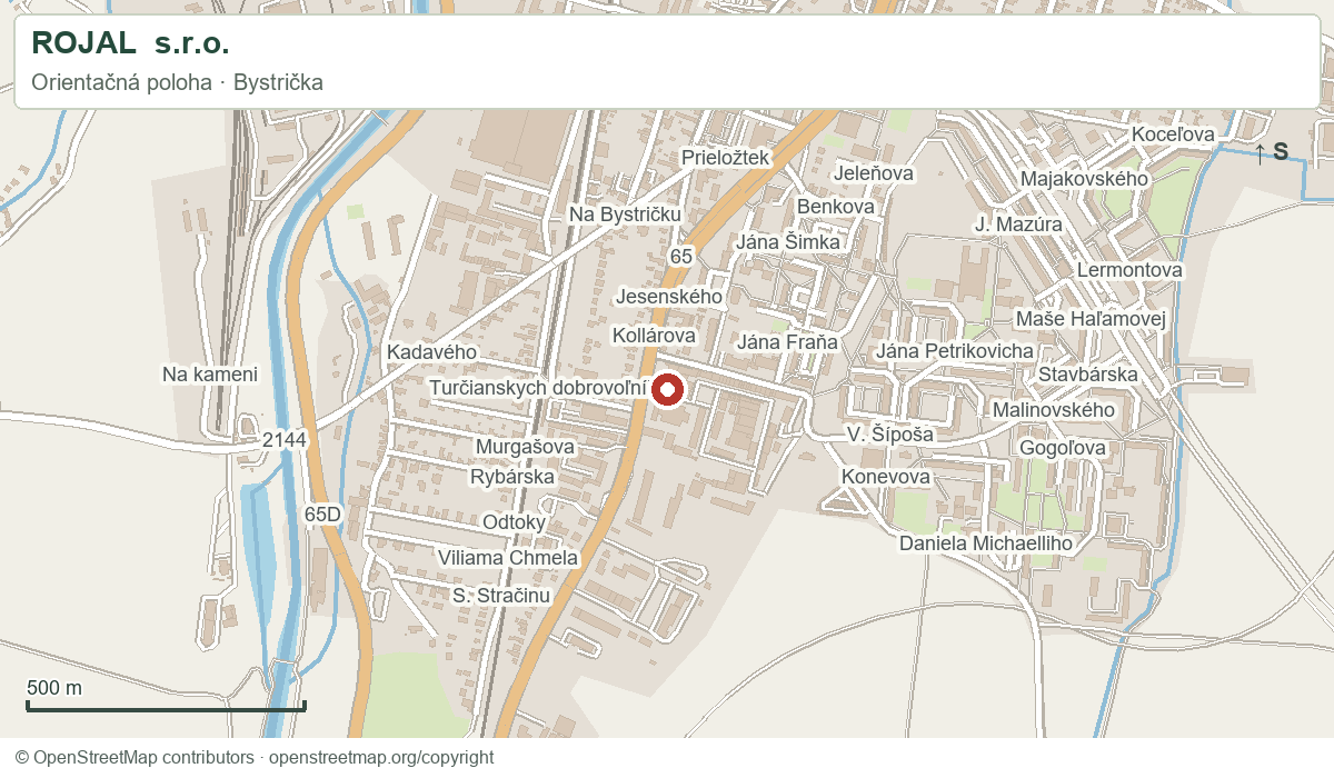 ROJAL  s.r.o. – orientačná mapa okolia