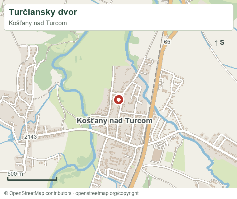 Turčiansky dvor – orientačná mapa okolia