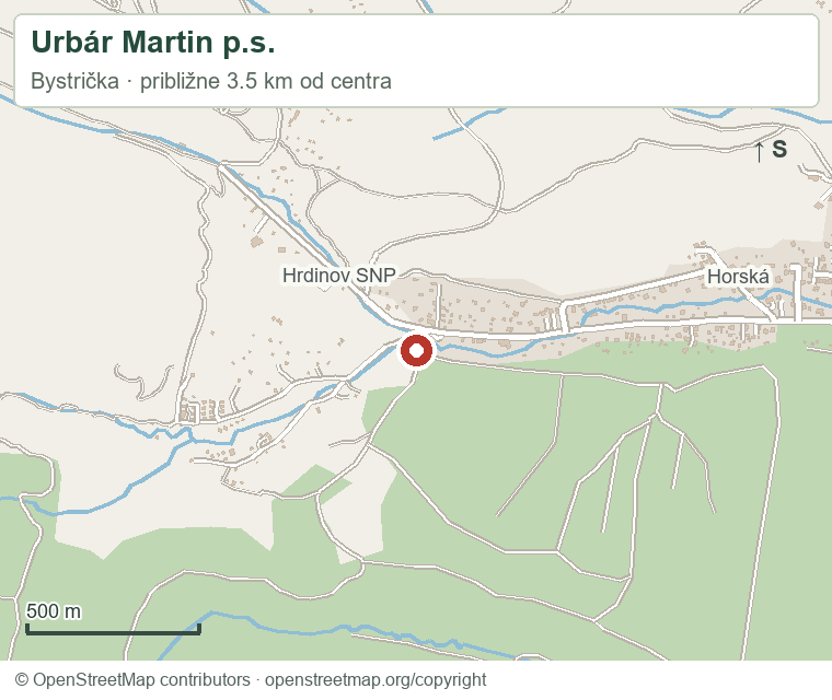Urbár Martin p.s. – orientačná mapa okolia