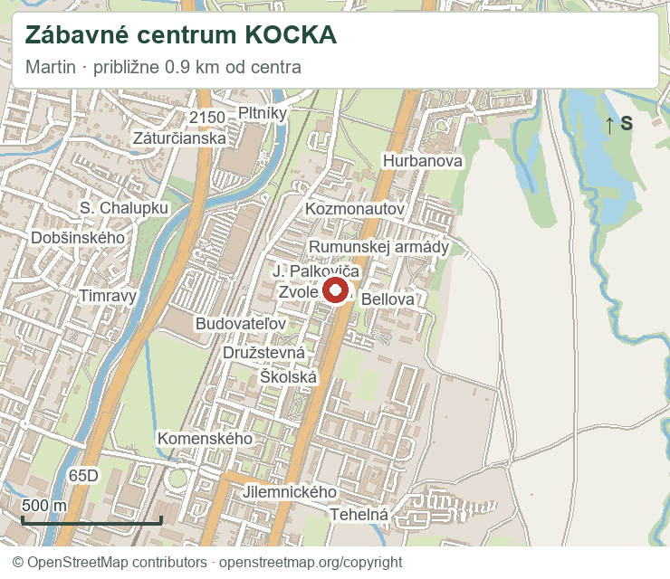Zábavné centrum KOCKA – orientačná mapa okolia